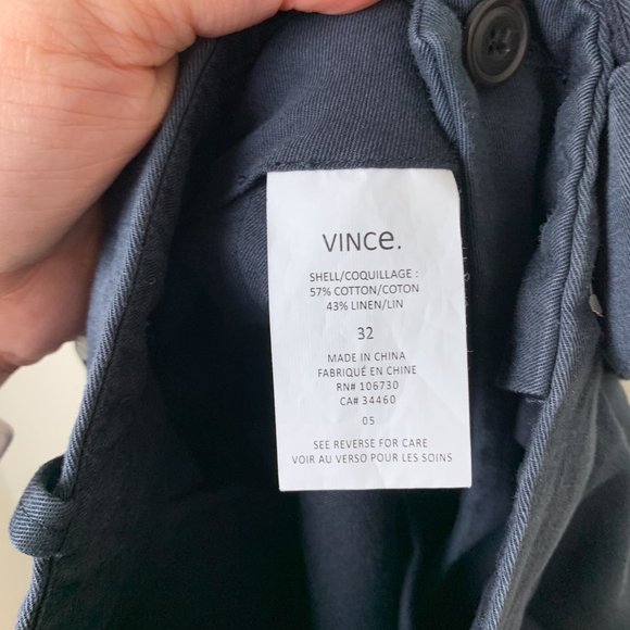 VINCE washed blue linen chino pant cuffed 32 - Picture 8 of 8